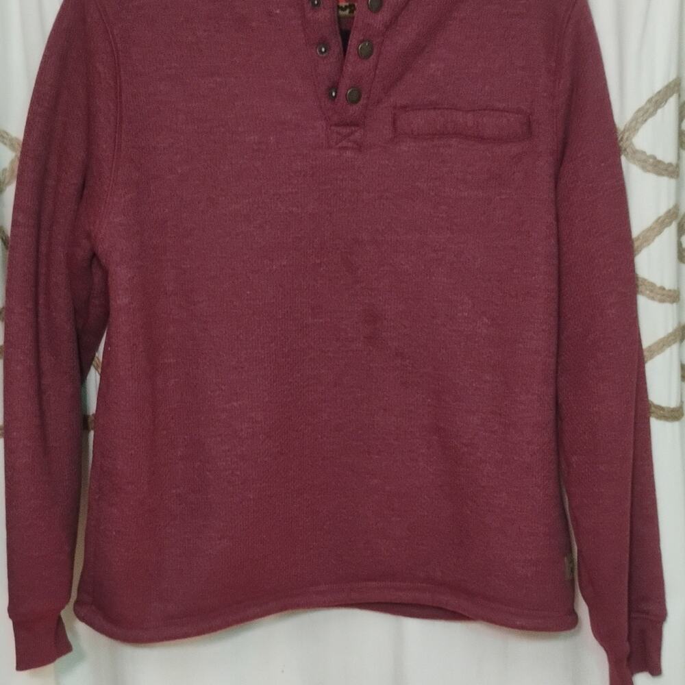 Coleman Men's Burgundy Henley Pullover Sweater Knit Button Long Sleeve Size L